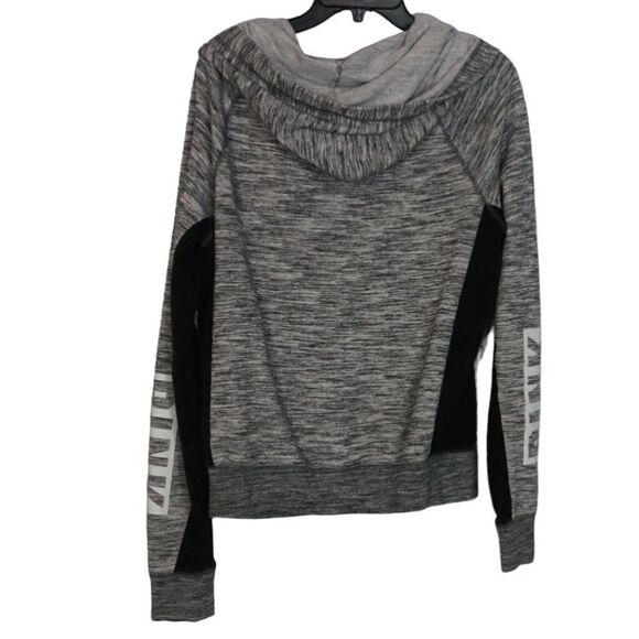 PINK Victoria's Secret Gray and Black Hooded Jacket, Medium - Picture 4 of 5